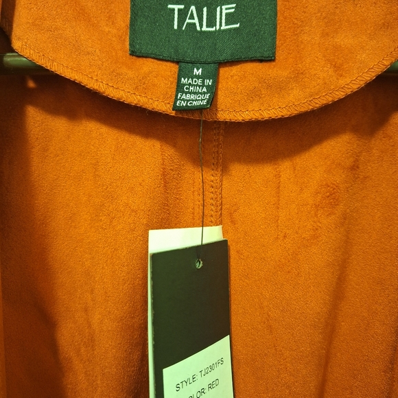 🖤 2 for 25$  Faux suede Red Blazer cascade front - Picture 3 of 4